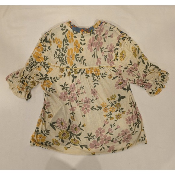 Blank London Woman's Green Floral Print Bohemian 1/2 Sleeve Top. Size XS - Picture 3 of 5